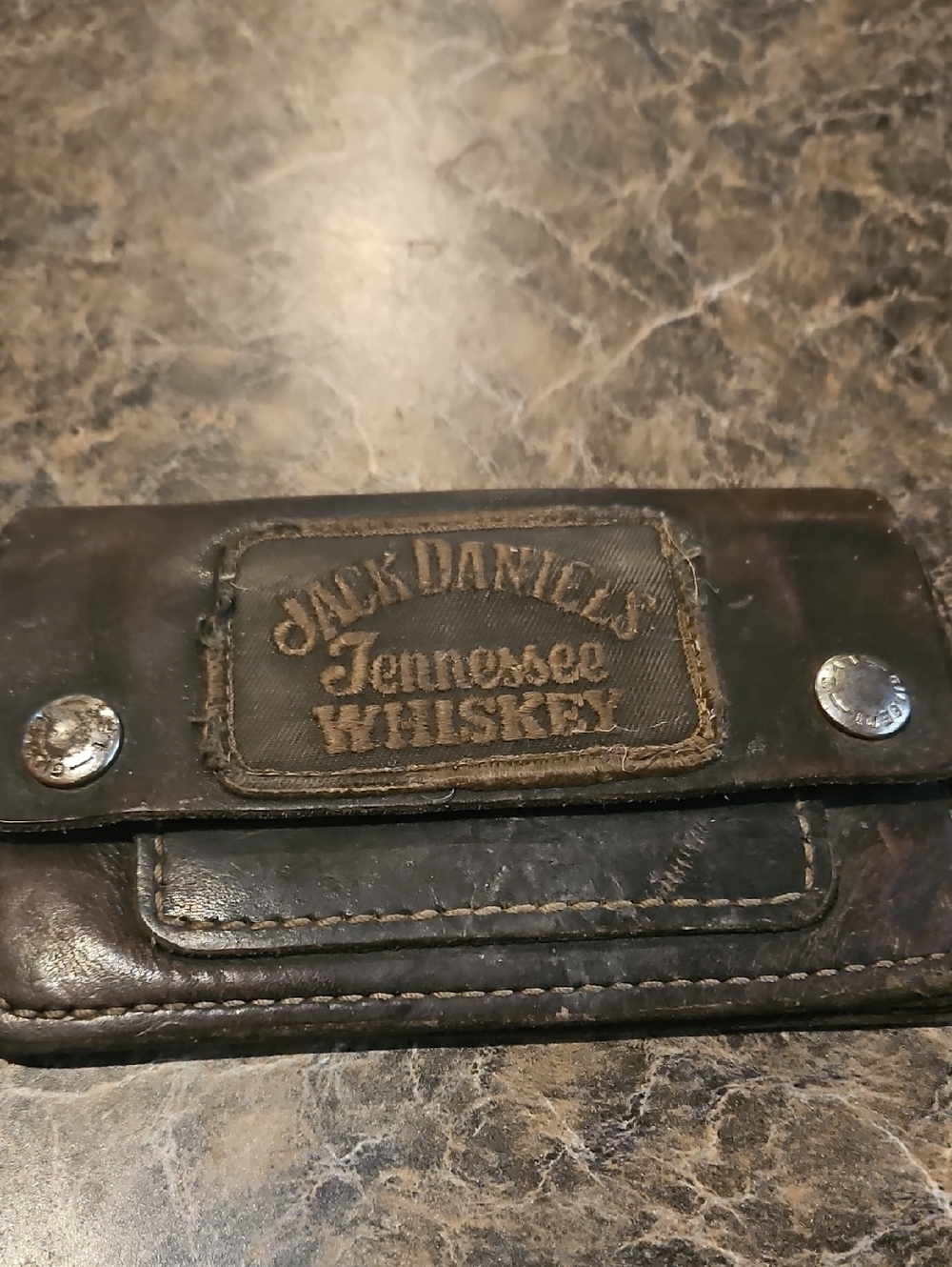 Jack Daniel's Brown Leather Wallet with Embroidered Patch